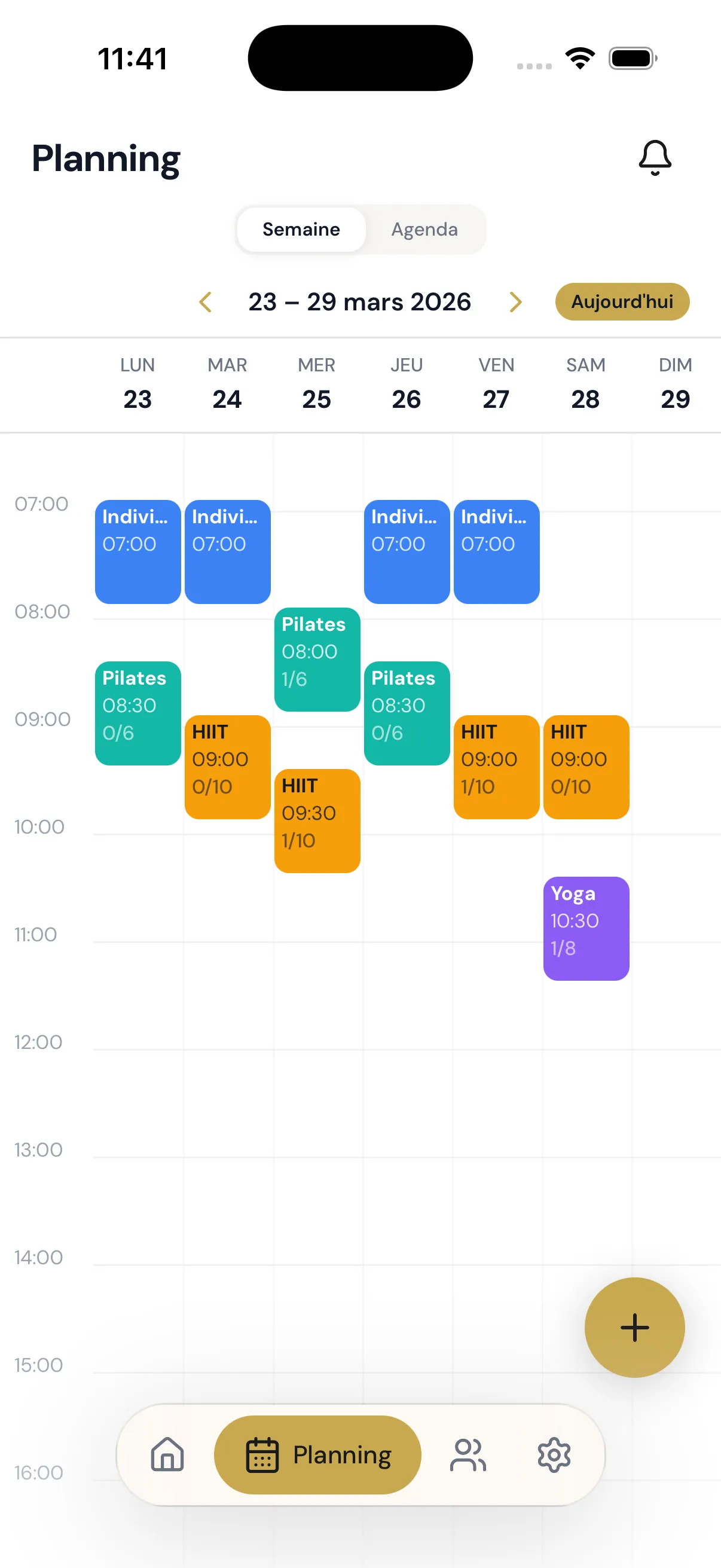 Aperçu calendrier